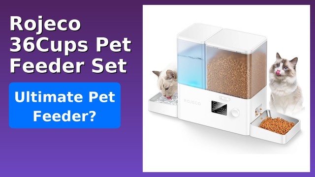 Rojeco 2-in-1 automatic pet feeder and gravity water dispenser with stainless steel bowls