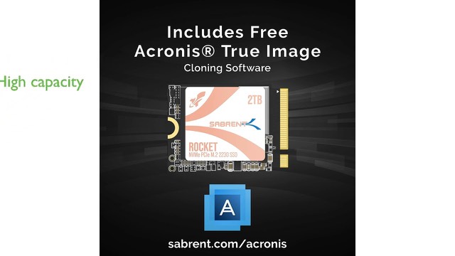 Sabrent Rocket Q4 2230 M.2 NVMe SSD, a small single-sided drive