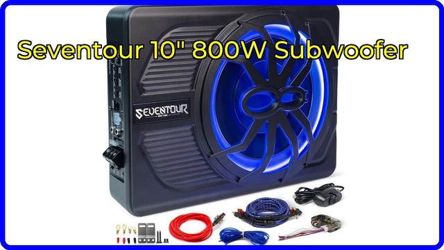 Seventour ST-800 slim 10-inch powered car subwoofer with blue LED ring