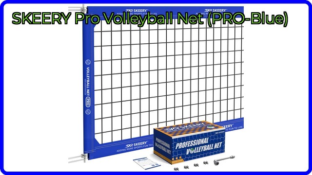 SKEERY professional volleyball net with blue top band and steel cables