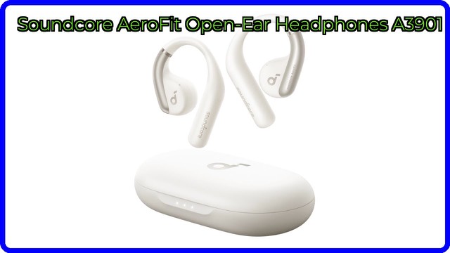 Soundcore AeroFit open-ear headphones with ear hooks and charging case