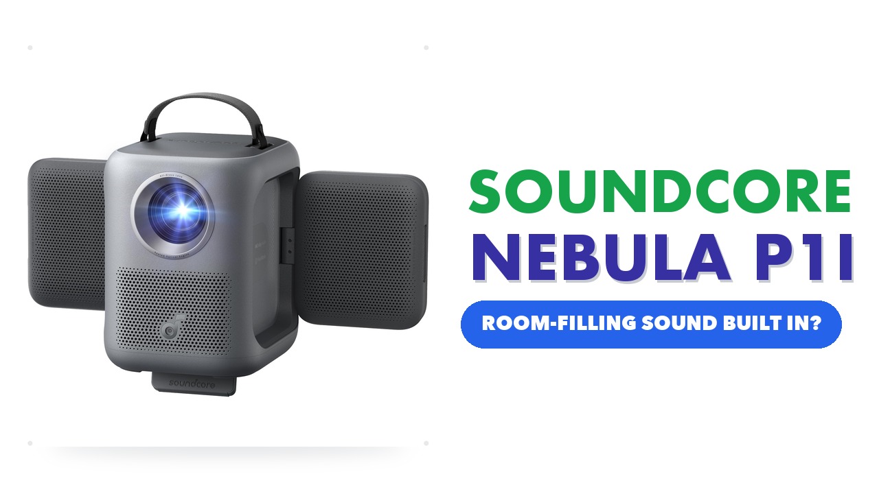 soundcore Nebula P1i projector with a speaker on each side
