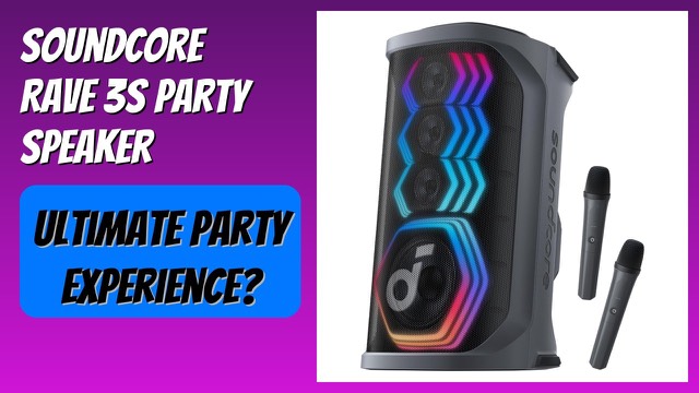 Soundcore Rave 3S party speaker with lights and two wireless microphones