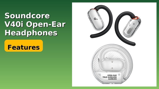 Soundcore V40i open-ear headphones with clear lidless charging case
