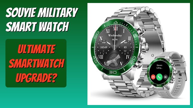 SOUYIE SM-7 rugged smart watch with metal body and silver and green finish