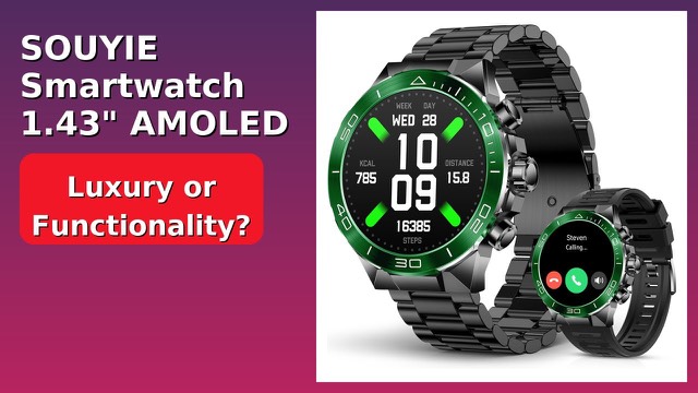 SOUYIE SW-7 smartwatch with a round AMOLED display and metal strap