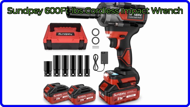 Sundpey 21V brushless cordless impact wrench with batteries, sockets and case