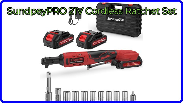 SundpeyPRO cordless 3/8-inch electric ratchet wrench with batteries and sockets