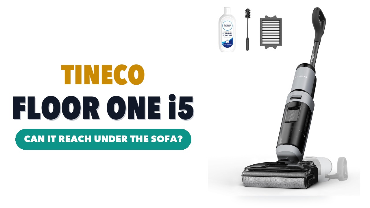 Tineco Floor ONE i5 Stretch wet-dry vacuum with cleaning solution, a cleaning brush and a filter