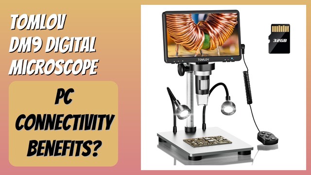 TOMLOV DM9 digital microscope with a 7-inch screen on a metal stand