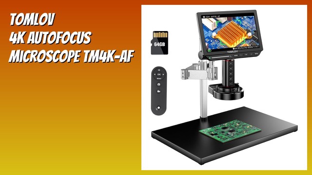 TOMLOV digital microscope with 10.1-inch screen and ring light