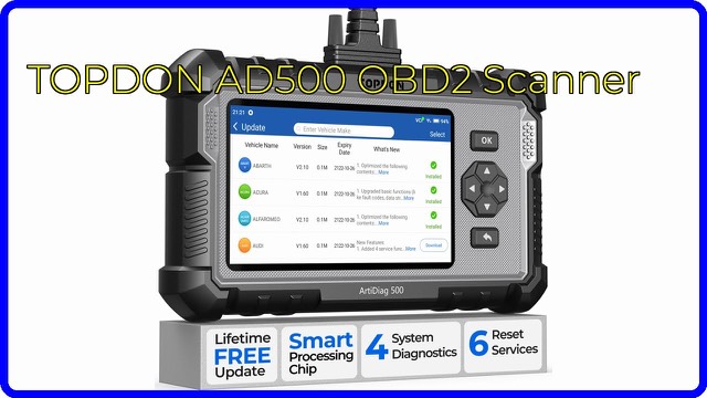 TOPDON AD500 handheld OBD2 scanner with 5-inch touchscreen