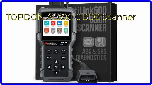 TOPDON AL600 handheld OBD2 scan tool with rubber grips