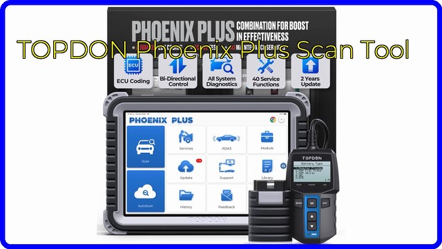 TOPDON Phoenix Plus tablet scan tool with rubberised housing and stand