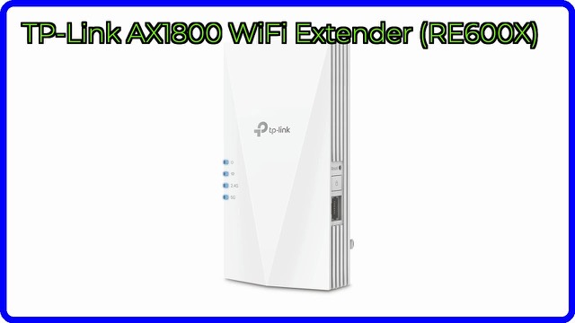 TP-Link RE600X AX1800 WiFi 6 range extender plugged into a wall outlet
