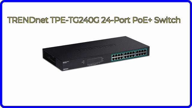 TRENDnet TPE-TG240G 24-port gigabit PoE+ rackmount switch in a black metal case