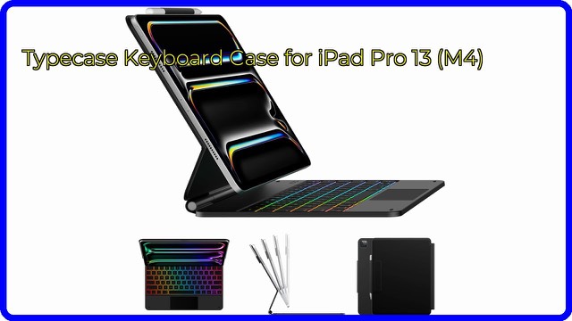 Typecase Edge black keyboard case attached to an iPad Pro 13-inch with backlit keys