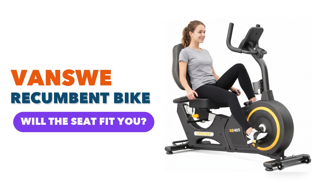 VANSWE RB4056 black and yellow recumbent exercise bike with a rider seated against the backrest