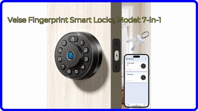 Veise 7-in-1 fingerprint smart deadbolt in matte black