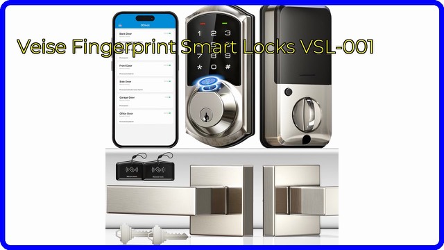 Veise VSL-001 fingerprint smart lock with lever handles in satin nickel