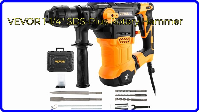 VEVOR black and orange corded SDS-Plus rotary hammer drill with case