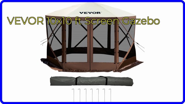 VEVOR 10 by 10 foot pop-up gazebo screen tent with mesh walls