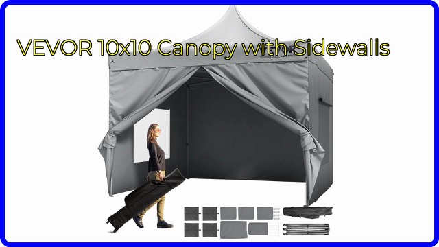 VEVOR 10x10 ft pop-up canopy with sidewalls set up on a lawn