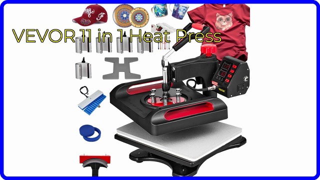 VEVOR 11-in-1 clamshell heat press with swing-away arm and digital controller