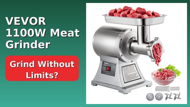VEVOR 1100W stainless steel electric commercial meat grinder with tray and pusher