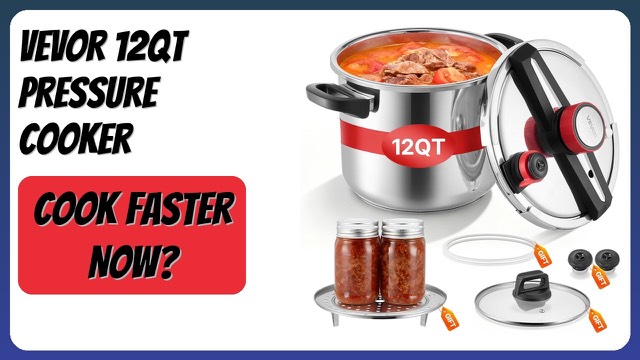 VEVOR 12-quart stainless steel pressure cooker with glass lid