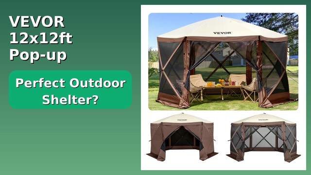 VEVOR 12 x 12 ft pop-up canopy tent with mesh walls in brown and beige