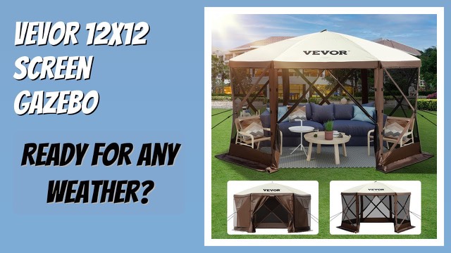 VEVOR 12x12 ft pop-up screen gazebo with netting and wind cloths