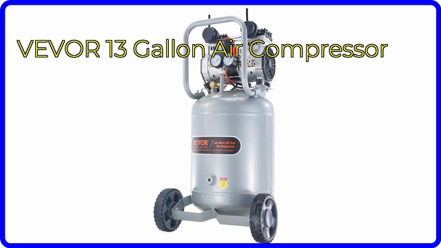 VEVOR 13-gallon oil-free portable air compressor on two rubber wheels