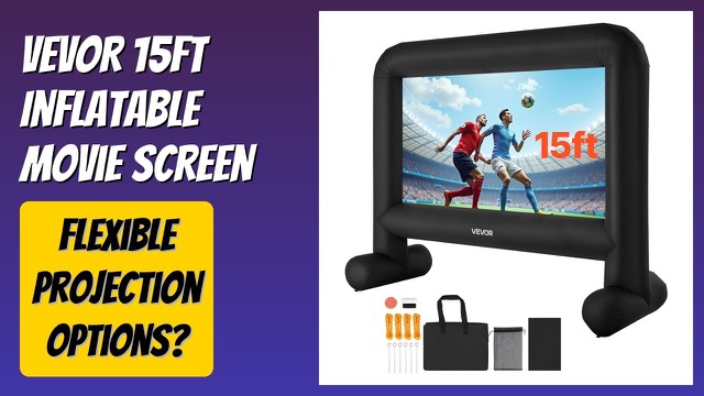 VEVOR 15FT inflatable outdoor movie screen inflated in a backyard