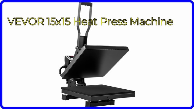 Black VEVOR 15 by 15 inch digital heat press machine