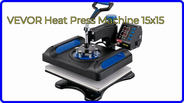 VEVOR 15 x 15 inch blue swing-away heat press with digital controller