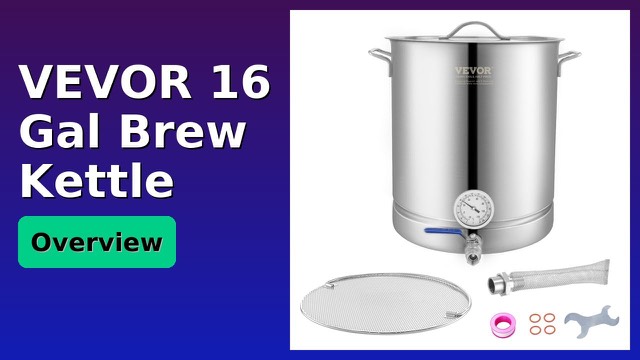 VEVOR 16-gallon stainless steel brew kettle with thermometer and ball valve