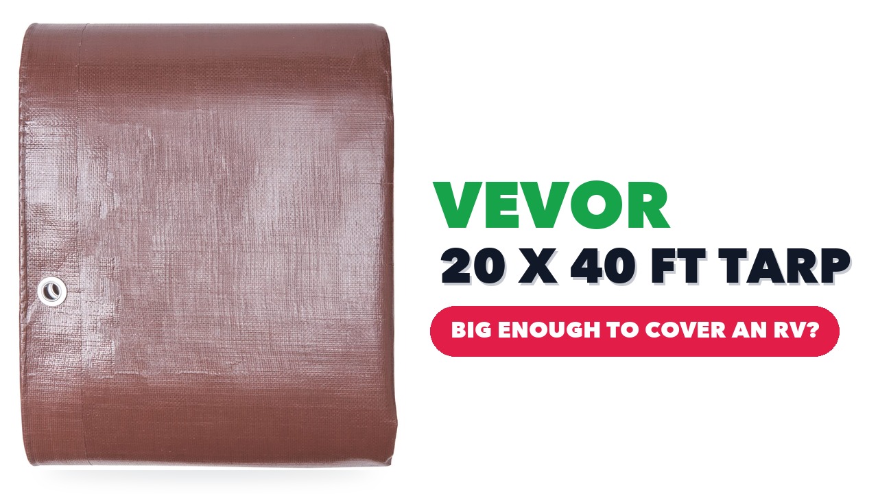 Brown VEVOR 16 mil waterproof poly tarp with grommets along the edges