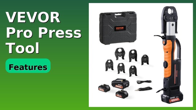 VEVOR 18V electric pipe press tool with six jaws, batteries and case