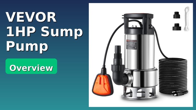 VEVOR 1HP stainless steel submersible sump pump with float switch