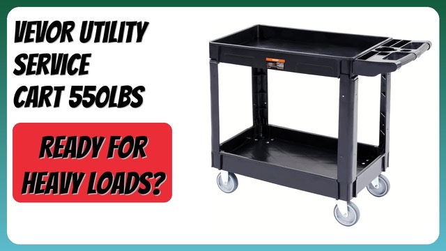 Black two-shelf plastic rolling utility cart with push handle