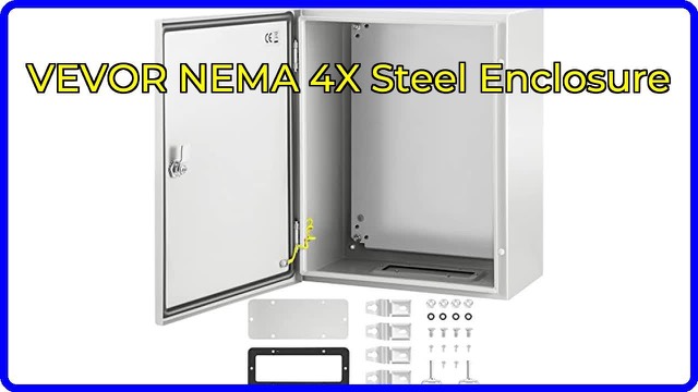 VEVOR grey steel electrical enclosure with hinged door and lock