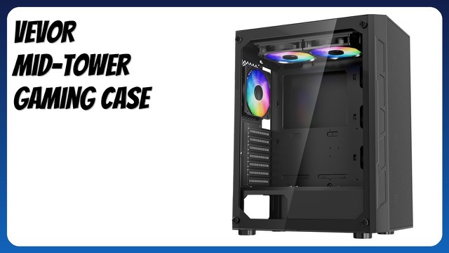VEVOR 211F mid-tower PC case with glass side panel and ARGB fans