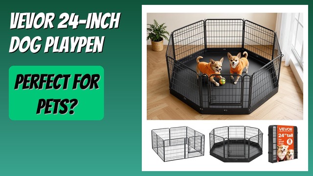 VEVOR eight-panel dog playpen with a waterproof floor pad