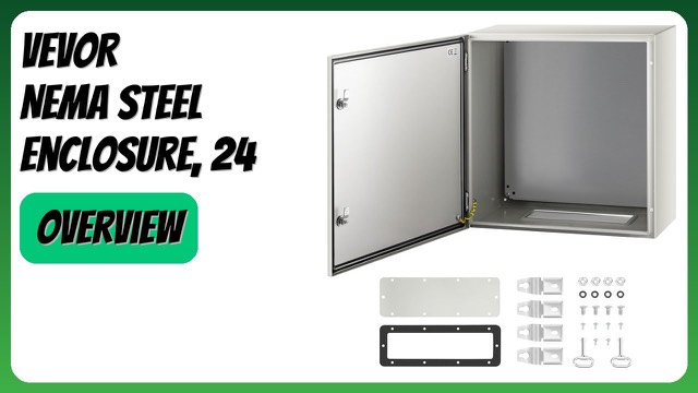VEVOR grey steel electrical enclosure with hinged door and lock