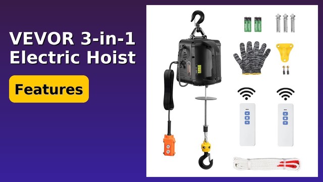 VEVOR portable electric hoist with steel wire rope and hook