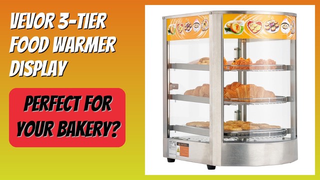 VEVOR 3-tier countertop food warmer display with glass panels and stainless steel frame