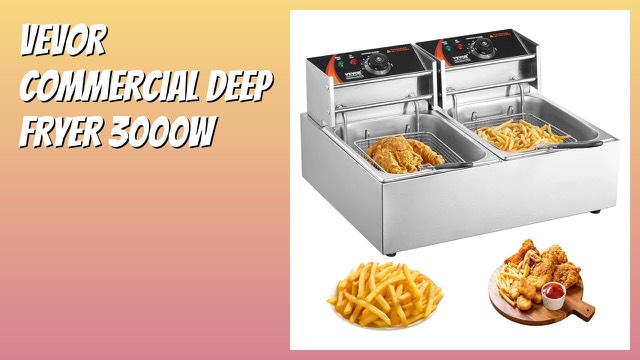 VEVOR stainless steel dual-tank electric countertop deep fryer with baskets
