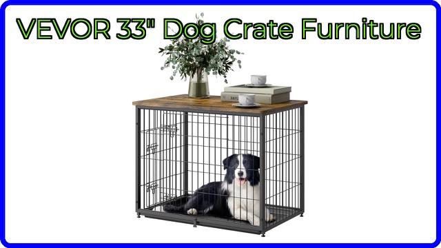 VEVOR brown wooden dog crate furniture with double doors used as an end table