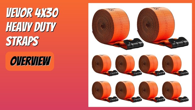 Orange VEVOR 4 inch polyester tie-down straps with flat hooks